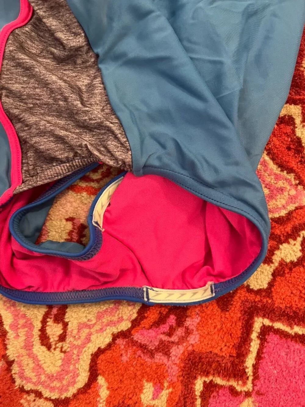 Speedo Girl's Dark Royal Blue with Pink and Gray Detail One Piece Swimsuit